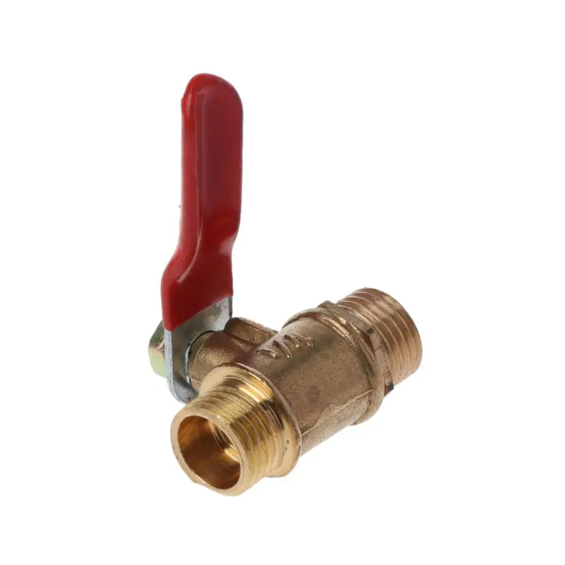 1/4" Ball Male to Male Pipe BSP Brass Ball Barb Hose Metal with Red Lever Handle