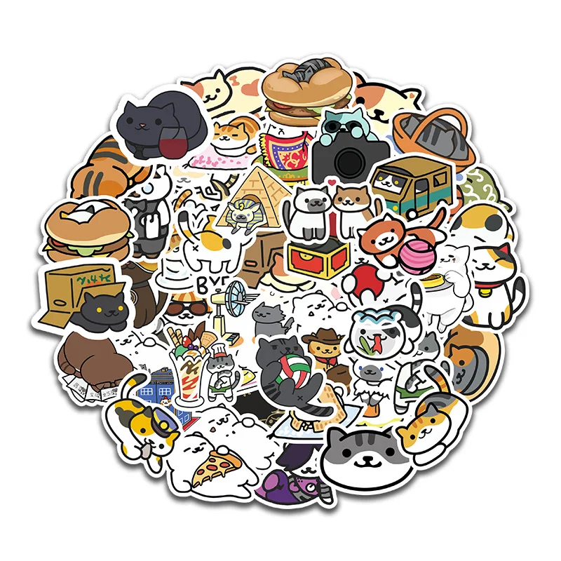 

50 Pieces Cute Cartoon Children's Kitten Stickers Computer Speaker Notebook Decoration DIY Graffiti Stickers