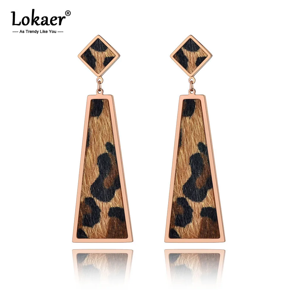 Классические леопардовые серьги Lokaer из нержавеющей стали винтажные