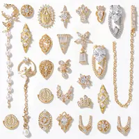 1 Pieces 3D Metal Zircon Nail Art Jewelry Japanese Pearl Pendant Decorations Top Quality Crystal Manicure Diamond Charms 1