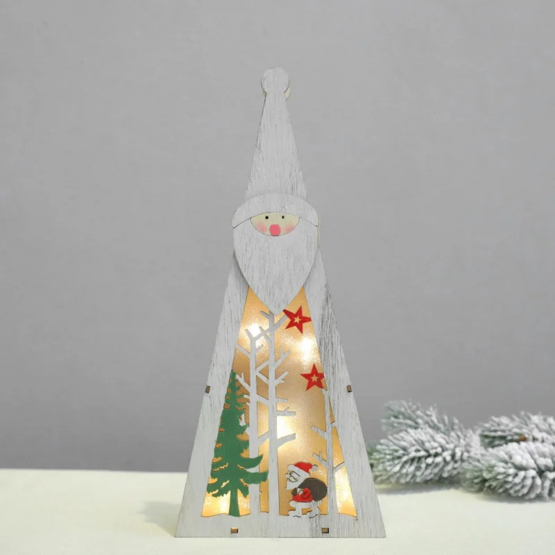 Новогодние рождественские украшения для поделок цветной окрашенный светодиодный светильник деревянные настольные украшения батарея не Icnluded