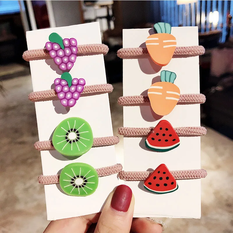 10PCS/Set New Girls Cute Fruits Elastic Hair Bands Children Ponytail Holder Sweet Rubber Bands Headband Kids Hair Accessories