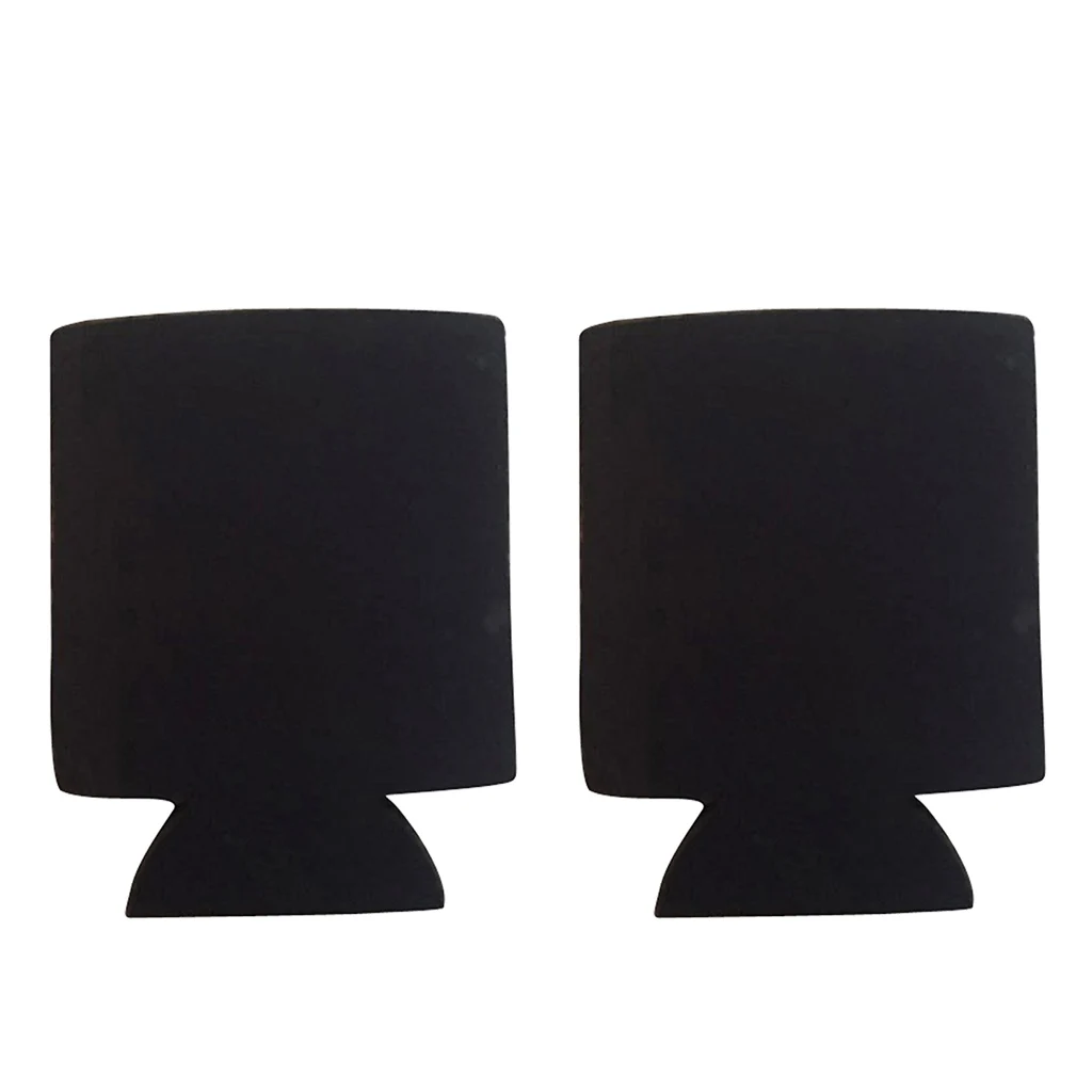 2x Neoprene Can Cooler Sleeve Covers for Beer Soda Juice Pop Beverage Drinks - Black