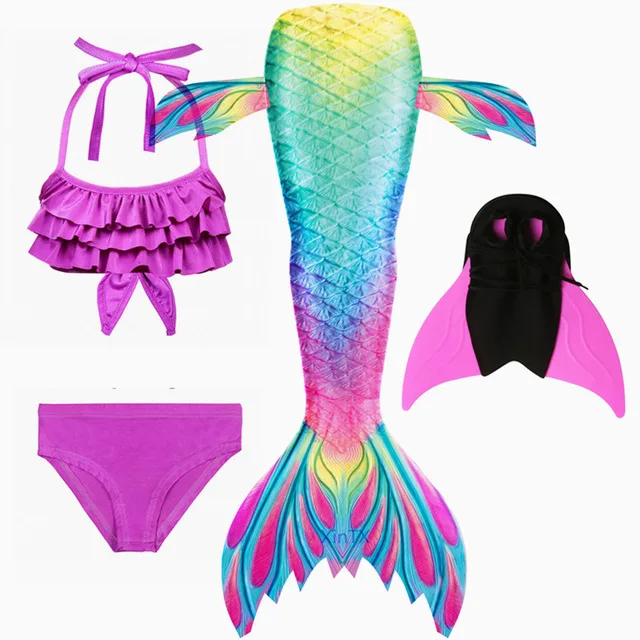 Русалочка детский купальный костюм с хвостом русалки монофином для девочек