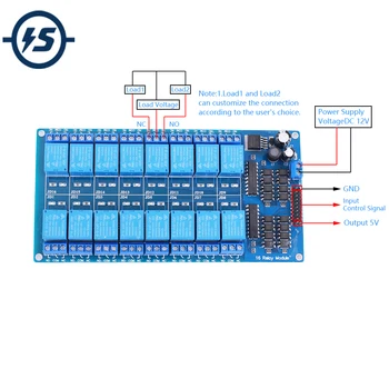 

DC 12V 16Bit Relay Module 16CH Switch Controller 16-Channel Optocoupler Isolator Low Level Trigger Module