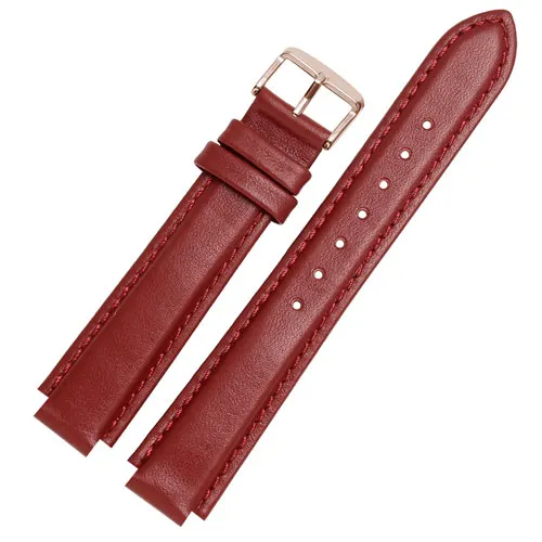 Color Cow leather watchbands women's wristband convex interface strap Suitable for SHE SHE 4029 3034D watch accessories - Цвет ремешка: red rose gold