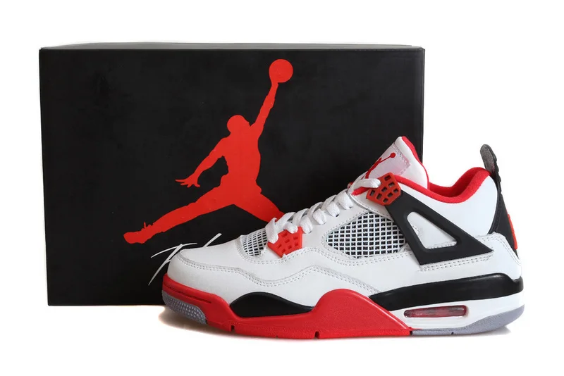 Классический Стиль jordan 4 Ретро Мужские баскетбольные кроссовки низкие AJ 4 белые огненные красные износостойкие 308497-116