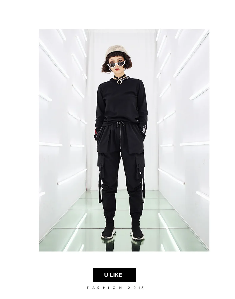 Johnature New Fashion Women Clothes Loose Overalls Pants Autumn Winter High Waist Tie Zippers Soild Color Full Length Pants