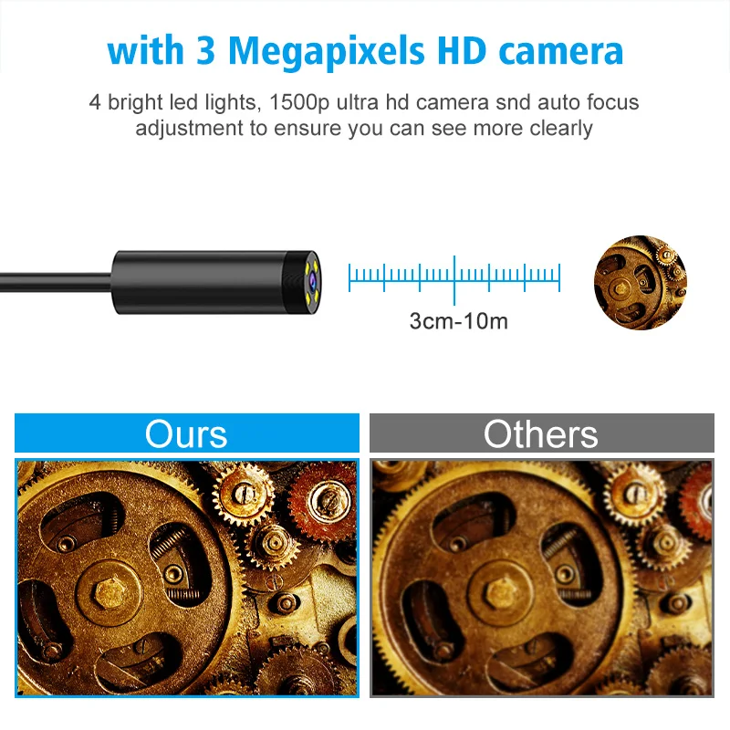 3,0 MP HD Беспроводная камера эндоскоп WiFi бороскоп осмотр Автофокус змея камера эндоскоп для iphone samsung, планшета, Meizu
