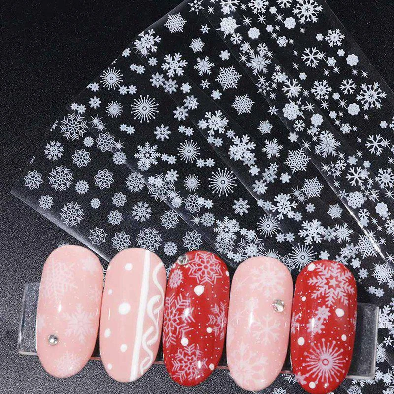 4 листа дизайн ногтей Снежная наклейка Рождественская Снежинка Маникюр Наклейка
