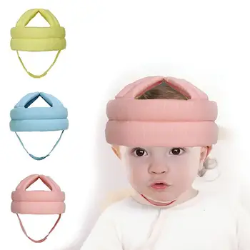 

Adjustable baby linen fabric protective cap baby toddler head protection cap safety learning walking cap helmet winter new style