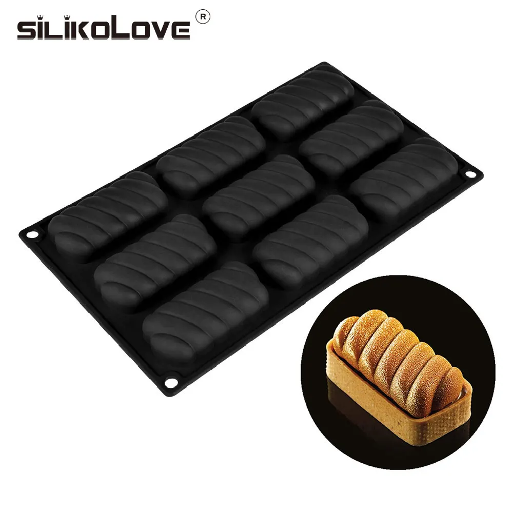 

SILIKOLOVE Spiral Shape Silicone Cake Mold 9 Cavity For Baking Decorating Tools Jelly Mousse Dessert Mould Forms
