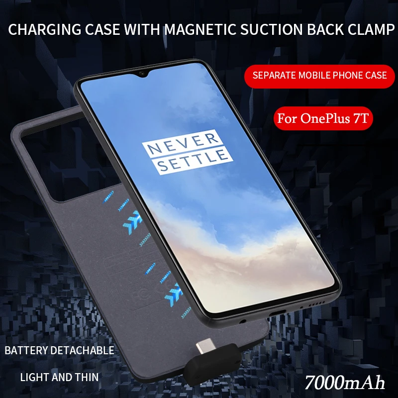 

Newest 2in1 High Quality 7000mAh Power Pack Back Case For OnePlus 7T Pack Backup Battery Charger Case For OnePlus 7T / 1+7T