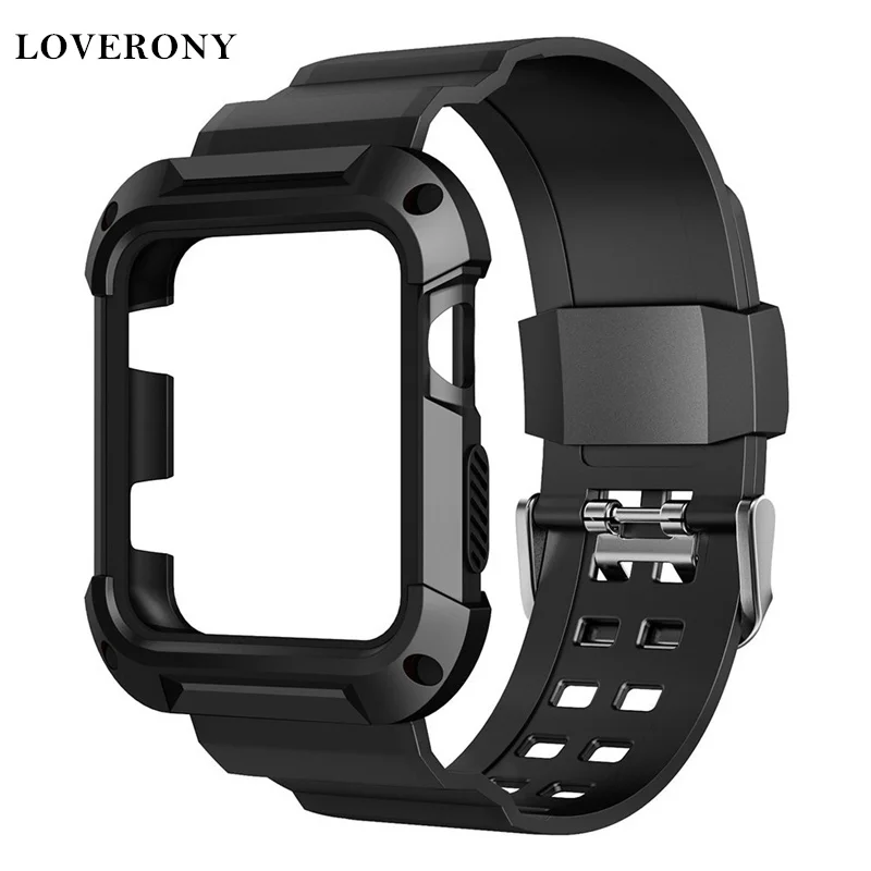 

LOVERONY Watchband 38mm 42mm For Apple Wacth Series 3/2/1 TPU Watch Strap And PC Case Integrated For Apple Watch 40mm 44mm
