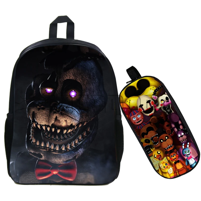 Модные школьные рюкзаки Five Nights At Freddy, 16 дюймов, сумка Mochila для мальчиков и девочек, детский рюкзак с пеналом, комплект из 2 предметов - Цвет: 3