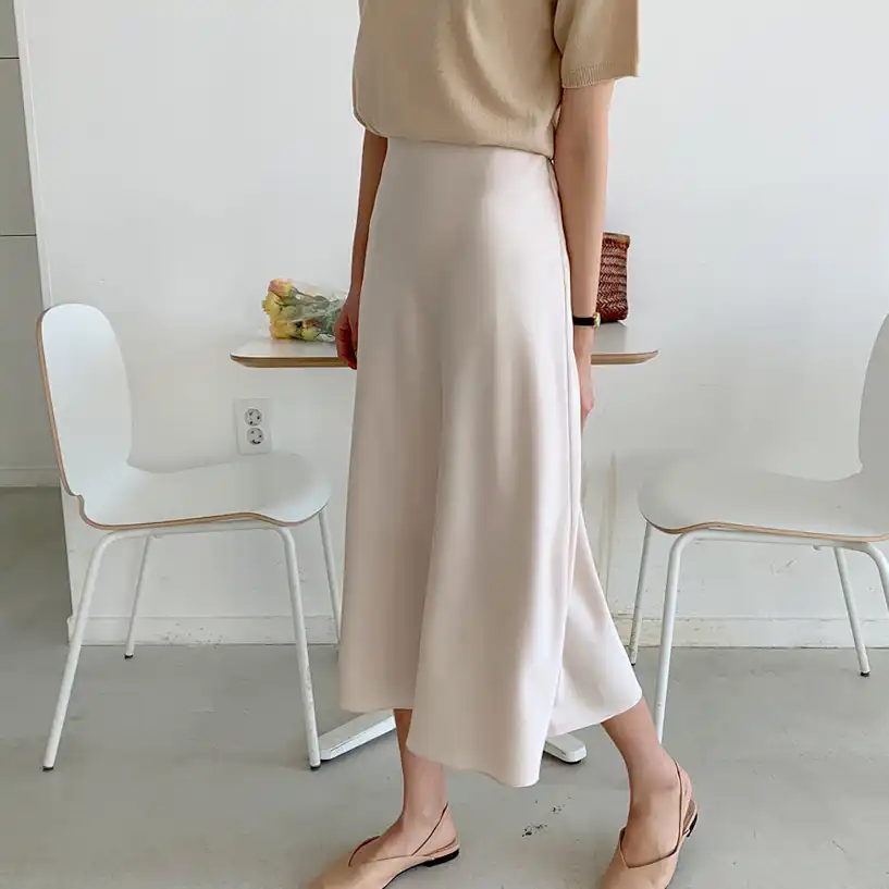 floor length silk skirt