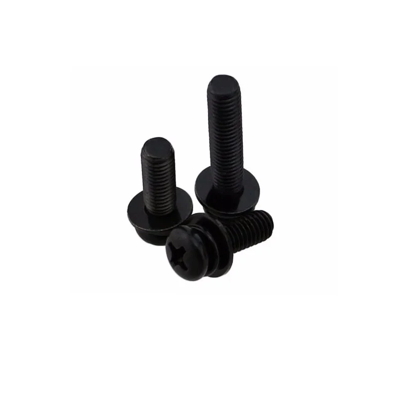 

Carbon steel black pan head round head cross flat elastic pad three combination screws M2.5M3M4M5M6*5 6 8 10 12 14 16 30 40 50