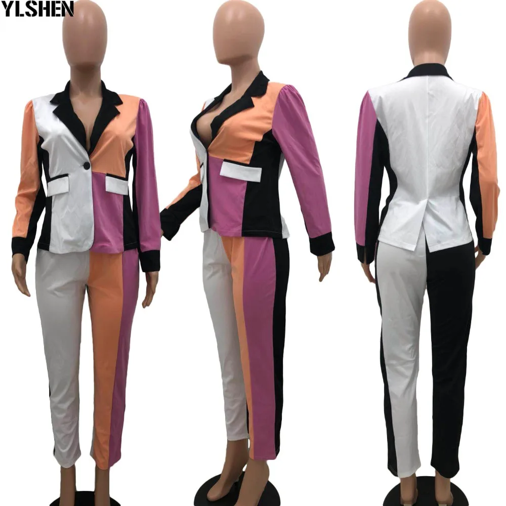 African Women Sets Print Long Sleeve Blazer Jacket Pants Suits Office Lady Elegant 2 Piece Set Business Outfits Africa Clothing 38