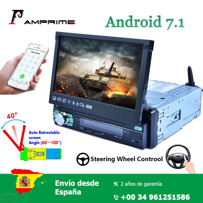 Цена Podof 7 Android 7,1 автомобильный радиоприемник 1 din универсальный MP5 емкостный сенсорный экран с управлением зеркалами font b gps b font Bluetooth AM FM RDS Wi Fi