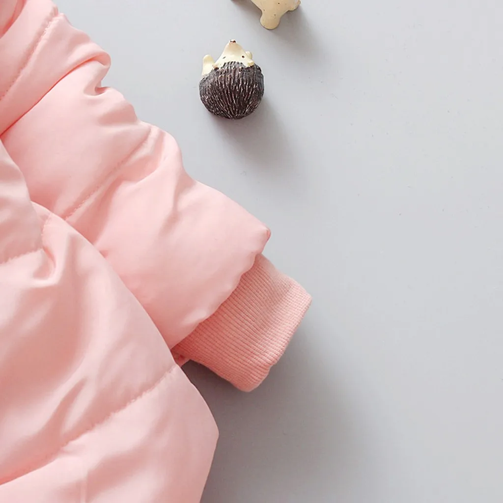 Детская зимняя теплая однотонная куртка-пуховик на пуговицах пальто с капюшоном и карманами, одежда для малышей зимняя одежда для детей