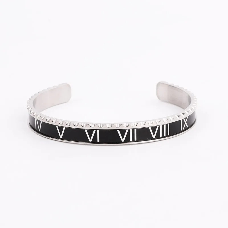 High Quality Jewelry Bracelet 316L Stainless Steel Colorful Roman Numberal Cuff Bangle Bracelet Men Gift - Image 5