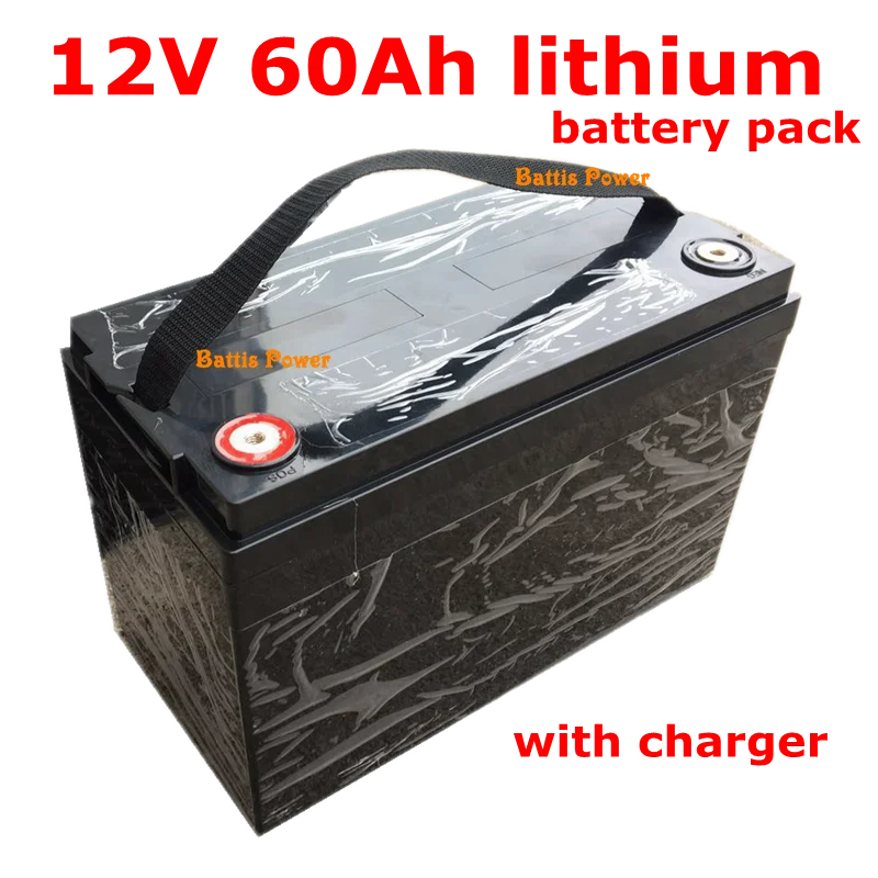 12V 60AH литий Батарея с BMS для гольф-кары кемперов Питание EV солнечное хранение автодомов Li-Ion 60Ah+ 5A Зарядное устройство