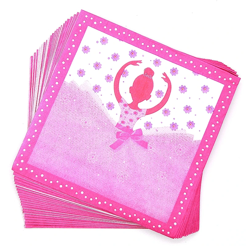 20pcs napkins Танцевальный балетный одноразовый набор посуды для девочек Han Baby Shower пол ребенка раскрывает день рождения принадлежности для украшения праздника - Цвет: 20pcs napkins