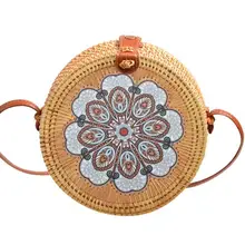 Модная Изысканная плетёная ротанговая сумка ручной работы в национальном стиле женская сумка-мессенджер с принтом 7 цветов