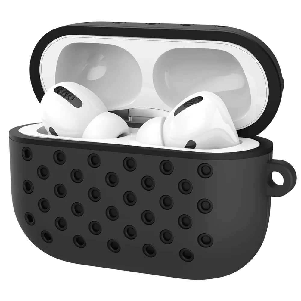 Для Airpods Pro двухцветная Смешанная Крышка для наушников для Apple AirPod Pro 3 Мягкая силиконовая защитная крышка чехол с крючком - Цвет: grey black