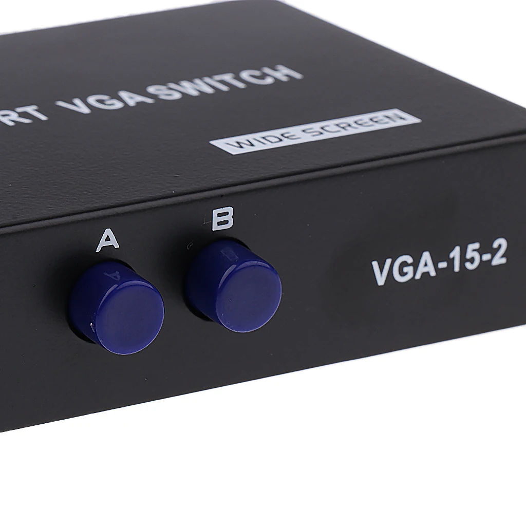 2-Port VGA Switch, Video Audio Bidirectional Switcher Box Metal Housing Shell for PC Monitor Sharing