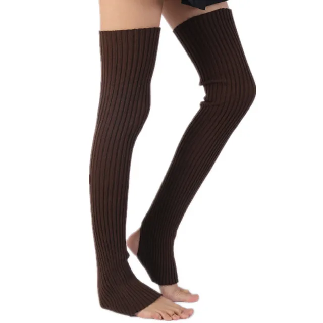 Ladies Winter Step on the foot socks Knitted Leg Warmers Boot Cuffs Trim Toppers Candy colors Long Leg Warmers ST014 Auburn