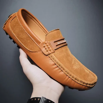 

2020 New Loafers Men Shoe Best Selling Mens Original Leather Shoes Anti Slip Men Driving Shoes Black Brown Flats Shoes For Man
