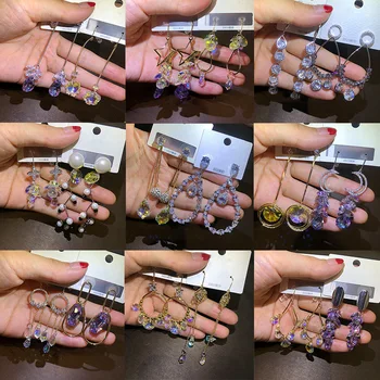 

30 Pairs/lot luxury fashion women crystal style earring lot top quality zircon women wedding earring wholesale 200729-96