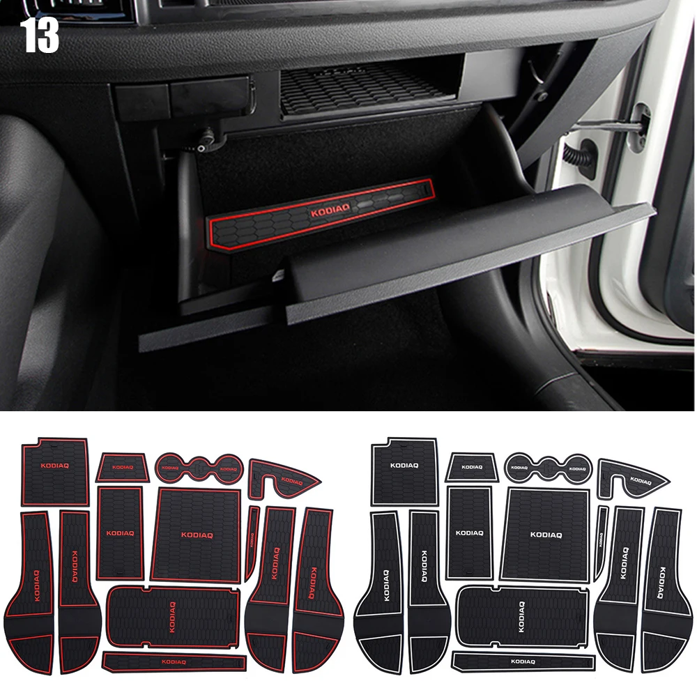 For 2017 2018 2019 Skoda Kodiaq Car Groove Gate Slot Armrest Storage Rubber Non-slip Cup Mat Car Styling Interior Accessories For 2017 2018 2019 Skoda Kodiaq Car Groove Gate Slot Armrest Storage Rubber Non-slip Cup Mat Car Styling Interior Accessories