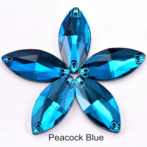 Peacock Blue Лучшие хрустальные стразы в виде конского глаза, много цветов, Стразы для шитья, свадебное платье B1073 - Цвет: Peacock Blue