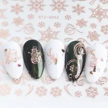 

3Pcs Rose Gold Xmas Snowflake/Elk Nail Sticker Adhesive Decals Manicure Decor