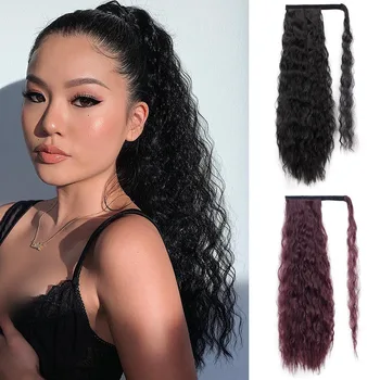 

Long Curly Ponytail Hairpiece Heat Resistant Synthetic Hair Tail Clip Long Ponytail Clip Hair Extensions For adult women