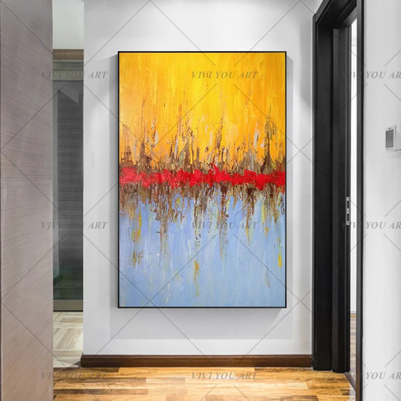 Modern Abstract Oil Painting Light Color Canvas Handpainted Wall Art for Bedroom Living Room Home Decoration | Дом и сад