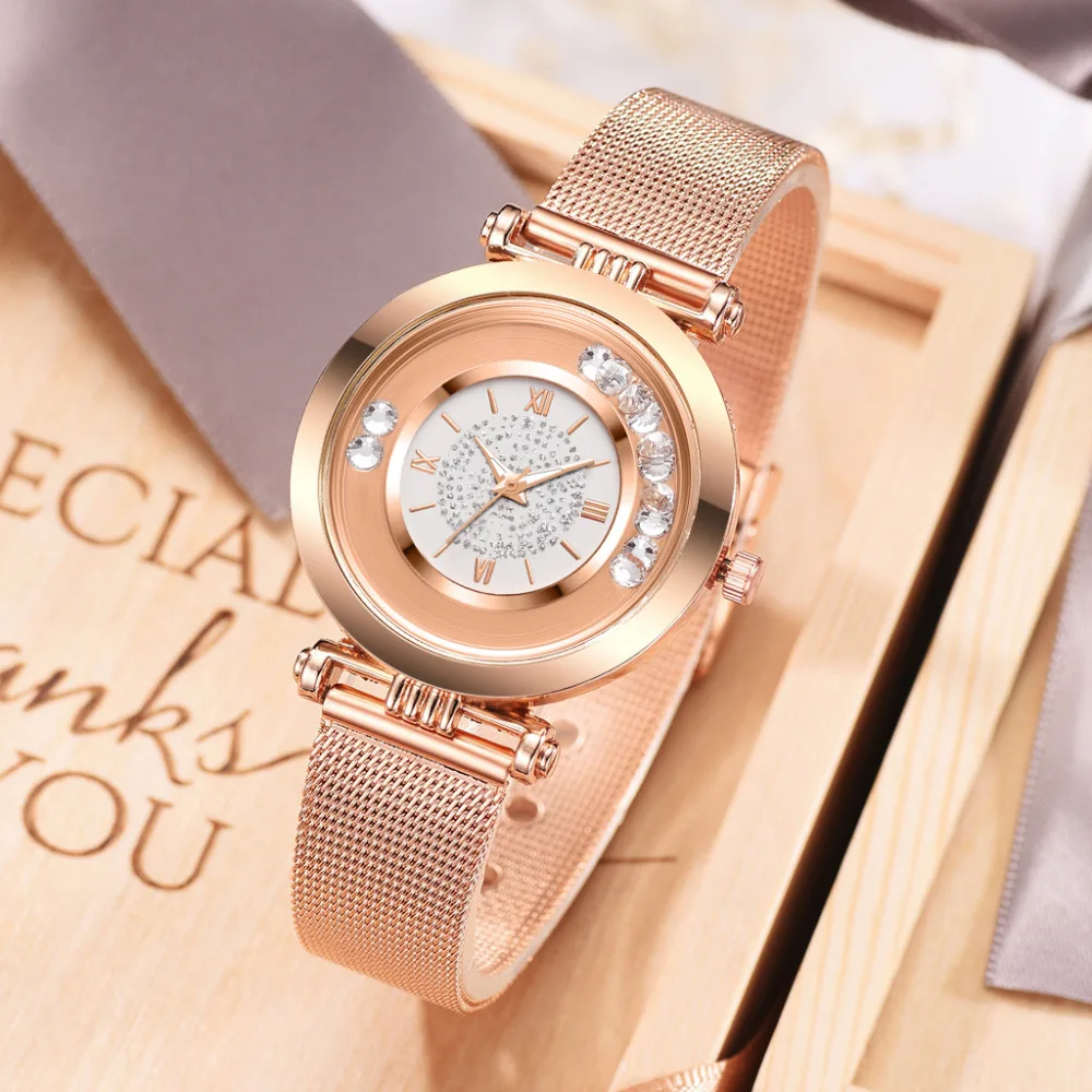 Роскошные Аналоговые кварцевые часы из металлического сплава для женщин, браслет звездное небо, модные розовые, золотые, женские часы, дропшиппинг