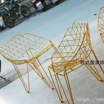 

Creative Hollow Wire Mesh Chair Wire Breathable Computer Chair Outdoor Back Chair Diamond Diamond Chair Iron Dining Chair