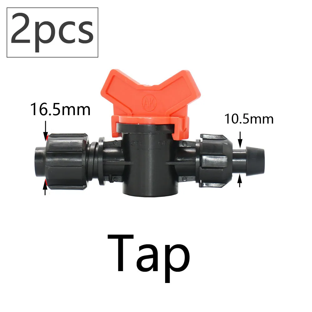 16mm 5/8'' Drip Irrigation Tape Shut-Off Valve Elbow Tee End Plug Thread Lock Connector Garden Watering Pipe Hose Joints 