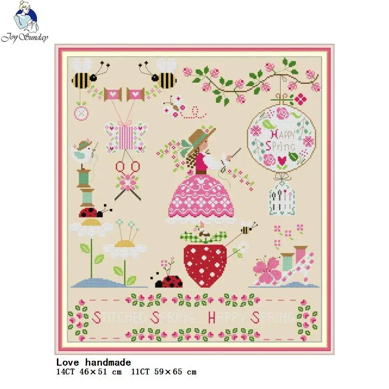 Joy Sunday simple cartoon pattern series count cross stitch 14ct 11ct cross stitch kit DIY handmade needle and thread embroidery