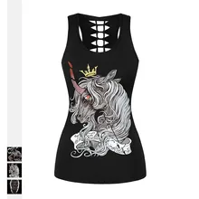 2020 Skull Unicorn Women Summer Vests Slim Sexy Black Tanks Print Camisole Fashion Punk Tops Graphic Sleeveless Casual Clothes