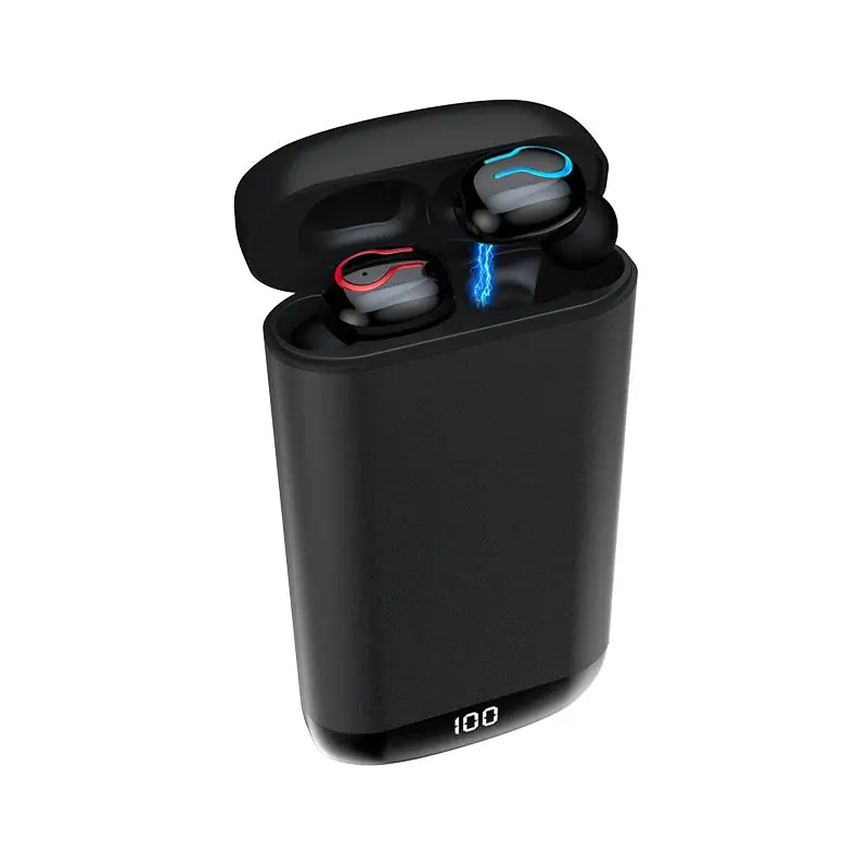 Q66 Мини Bluetooth 5,0 наушники TWS беспроводные наушники спортивные водонепроницаемые наушники power bank чехол 6D Стерео гарнитуры для телефона - Цвет: black