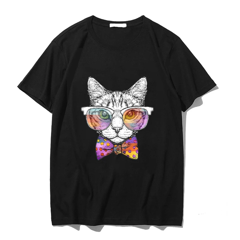 Harajuku футболка женская Ullzang Kawaii Cat Pprint графическая футболка Забавный мультфильм короткий рукав Футболка корейский стиль Топ Тройники женские