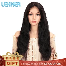 Lekker объемная волна Синтетические волосы на кружеве парик предварительно вырезанные Синтетические волосы на кружеве человеческих волос парики для чернокожих Для женщин натуральные волосы 13x4 кружево парики 150% Плотность