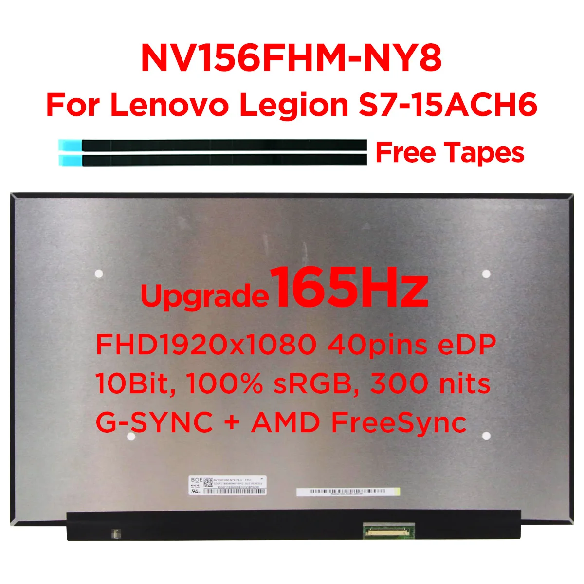 Original Nv156fhmny8 165hz 15.6 Laptop Lcd Screen For Lenovo Legion S7