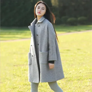 

Winter Coat Women Thick Warm Woolen Coat Fashion New High quality Double Breasted Cloak Wool Jacket Casual Wool Blend Overcoat