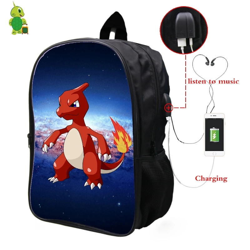11 Pokemon Charmeleon Galaxy Космический рюкзак Многофункциональный USB зарядка Разъем для наушников школьные сумки для подростков ноутбук рюкзак - Цвет: 11