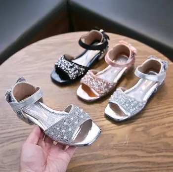 

kids sandals girls summer Crystal princess beach shoes Toddler Kids Baby Girls Pearl Sequins Party Princess Leather Sandals